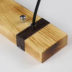 NETTLIFE Suspension 4 ampoules E27 Diam.80cm rétro avec poutre en bois Vintage pour salle à manger cuisine max.25W