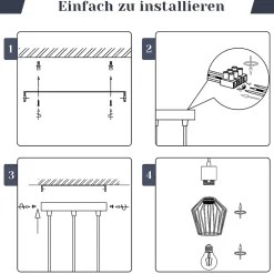 NETTLIFE Suspension 3 ampoules suspension ronde suspension noire LED E27 métal rétro