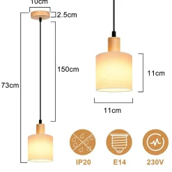 NETTLIFE Suspension bois blanc diamètre 173 cm E14 1 flamme lampe de salle à vintage rustique