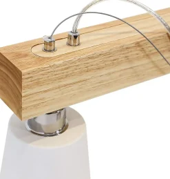 NETTLIFE Suspension Bois 3 Flammes Blanc Chaud Vintage Réglable en Hauteur Blanc E27 MAX.25W