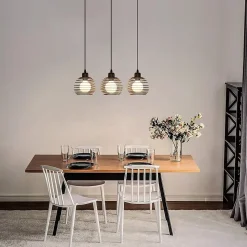 NETTLIFE Suspension de table Vintage noir Lampe de table E27 Lampe de salle à manger Rétro cuisine industrielle