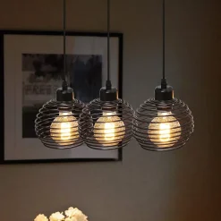 NETTLIFE Suspension de table Vintage noir Lampe de table E27 Lampe de salle à manger Rétro cuisine industrielle