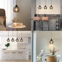 NETTLIFE Suspension E27 Noir Diam.15cm Vintage Conception à ressort Métal avec Prise et Interrupteur Rétro