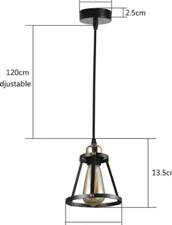 NETTLIFE Suspension E27 noir Diam.15cm vintage métal pour salle à manger cuisine salon restaurant 150cm
