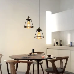 NETTLIFE Suspension E27 noir Diam.15cm vintage métal pour salle à manger cuisine salon restaurant 150cm