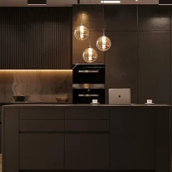 NETTLIFE Suspension en verre ambre Diam.28cm G9 lustre réglable en hauteur 3 lampes en ambre