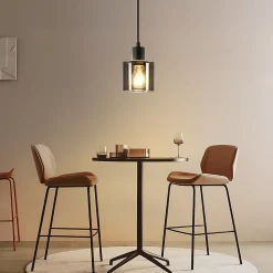 NETTLIFE Suspension fer Diam.11cm E27 Max.40w Noir Vintage 1 Ampoule Lampe de Salle à Manger Lampe à Suspension Rétro