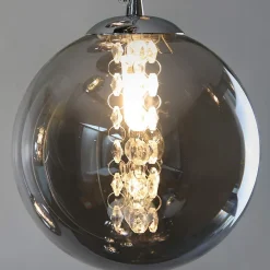 NETTLIFE Suspension G9 verre gris Diam.31cm 6 ampoules couleur cuisine salon lampe chambre lampe couloir