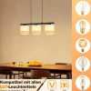 Nettlife Suspension lampe suspendue à 3 lumières, abat-jour en tissu, hauteur réglable, E27(Sans ampoules)