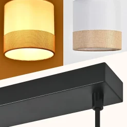 Nettlife Suspension lampe suspendue à 3 lumières, abat-jour en tissu, hauteur réglable, E27(Sans ampoules)