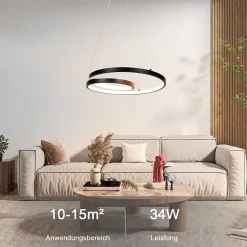 NETTLIFE Suspension LED Aluminium Noir 150cm Dimmable avec Télécommande