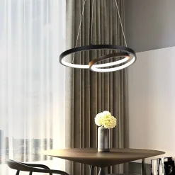 NETTLIFE Suspension LED Aluminium Noir 150cm Dimmable avec Télécommande