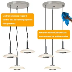 NETTLIFE Suspension LED lampe suspendue table à manger design moderne lampe suspendue salle à manger 3000K blanc chaud 3 flammes