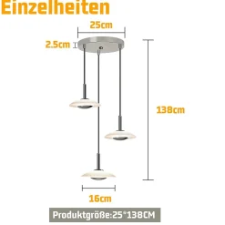 NETTLIFE Suspension LED lampe suspendue table à manger design moderne lampe suspendue salle à manger 3000K blanc chaud 3 flammes