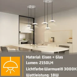 NETTLIFE Suspension LED lampe suspendue table à manger design moderne lampe suspendue salle à manger 3000K blanc chaud 3 flammes