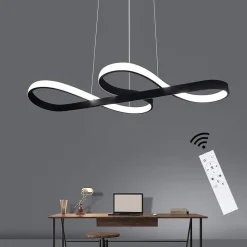 NETTLIFE Suspension LED Silicone Noir 75cm Dimmable avec Télécommande