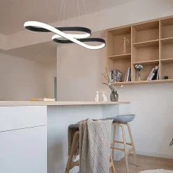 NETTLIFE Suspension LED Silicone Noir 75cm Dimmable avec Télécommande