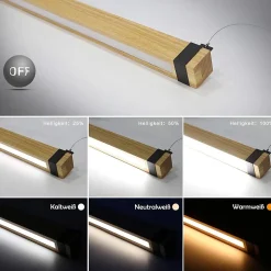 NETTLIFE Suspension LED Vintage Dimmable 100cm Bois & Métal pour Salle à Manger