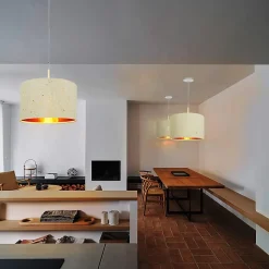 NETTLIFE suspension métal blanc Diam.38cm E27 38CM moderne avec abat-jour en tissu douille design ciel étoilé pour chambre