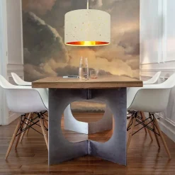 NETTLIFE suspension métal blanc Diam.38cm E27 38CM moderne avec abat-jour en tissu douille design ciel étoilé pour chambre