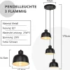 NETTLIFE Suspension Métal Diam.17,8 cm E27 Noir Vintage Industriel Rétro Cuisine Lampe 3 Ampoules pour Salle à Manger