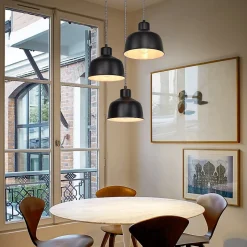 NETTLIFE Suspension Métal Diam.17,8 cm E27 Noir Vintage Industriel Rétro Cuisine Lampe 3 Ampoules pour Salle à Manger