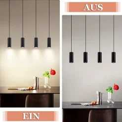 NETTLIFE Suspension métal noir diamètre 60 cm GU10 4 flammes salon industriel salle à manger lampe moderne pour intérieur