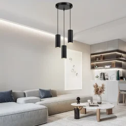 NETTLIFE Suspension métal noir Diam.20 cm GU10 3 flammes table à manger salon salle à manger moderne lampe industrielle