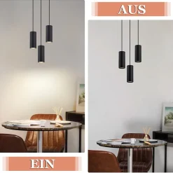 NETTLIFE Suspension métal noir Diam.20 cm GU10 3 flammes table à manger salon salle à manger moderne lampe industrielle