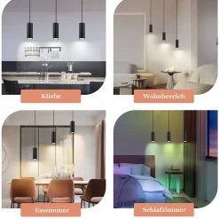 NETTLIFE Suspension métal noir diamètre 44 cm GU10 3 ampoules salon moderne industriel pour intérieur