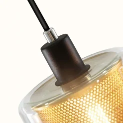 NETTLIFE Suspension métal noir doré E14 Diam.171,5 cm vintage industrielle verre 3 lampes pour salon, bureau, salle à manger