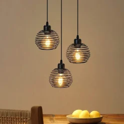 NETTLIFE Suspension Noir Métal Diam.30cm E27 Vintage Rétro Cuisine Industrielle Suspension