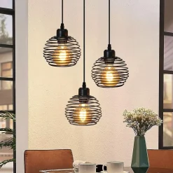 NETTLIFE Suspension Noir Métal Diam.30cm E27 Vintage Rétro Cuisine Industrielle Suspension