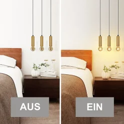 NETTLIFE Suspension or 3 ampoules lampe suspendue - lampe suspendue table à manger E27 industrielle métal suspendue