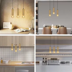 NETTLIFE Suspension or 3 ampoules lampe suspendue - lampe suspendue table à manger E27 industrielle métal suspendue