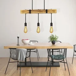 NETTLIFE suspension salle à manger table à manger bois vintage E27 suspension 61 CM Industriel