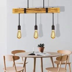 NETTLIFE suspension salle à manger table à manger bois vintage E27 suspension 61 CM Industriel