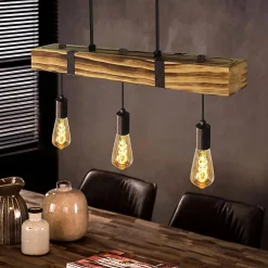 NETTLIFE suspension salle à manger table à manger bois vintage E27 suspension 61 CM Industriel