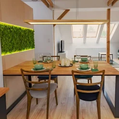 NETTLIFE Suspension salle à manger bois 38W dimmable avec télécommande 100CM suspension LED