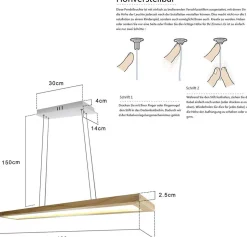 NETTLIFE Suspension salle à manger bois 38W dimmable avec télécommande 100CM suspension LED