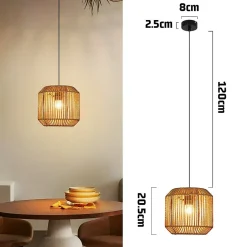 NETTLIFE Suspension table à manger vintage 1 ampoule corde de chanvre lanterne design E27 lampe de salle à manger