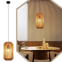 NETTLIFE Suspension table à manger vintage 1 ampoule corde de chanvre lanterne design E27 lampe de salle à manger