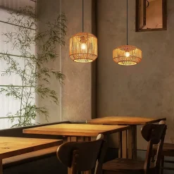 NETTLIFE Suspension table à manger vintage 1 ampoule corde de chanvre lanterne design E27 lampe de salle à manger