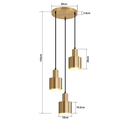 NETTLIFE suspension table à manger lampe suspendue lampe suspension vintage 3 flammes ronde design moderne E27