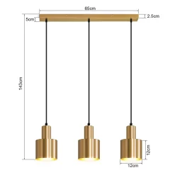 NETTLIFE suspension table à manger lampe suspendue vintage salle à manger 3 flammes à manger or design moderne métal E27