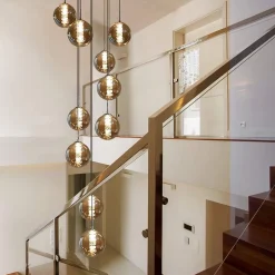 NETTLIFE Suspension table de salle à manger Suspension réglable en hauteur Lustre Suspension à 10 flammes en verre