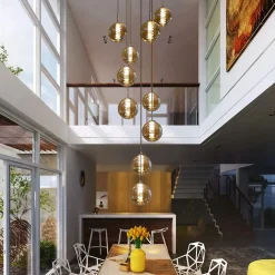 NETTLIFE Suspension table de salle à manger Suspension réglable en hauteur Lustre Suspension à 10 flammes en verre