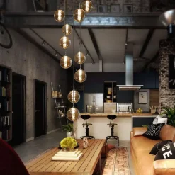 NETTLIFE Suspension table de salle à manger Suspension réglable en hauteur Lustre Suspension à 10 flammes en verre