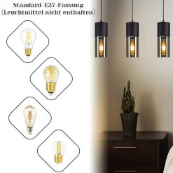 NETTLIFE Suspension table à manger suspension E27 - suspension 3 ampoules orientable LED moderne