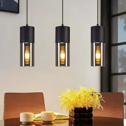 NETTLIFE Suspension table à manger suspension E27 - suspension 3 ampoules orientable LED moderne